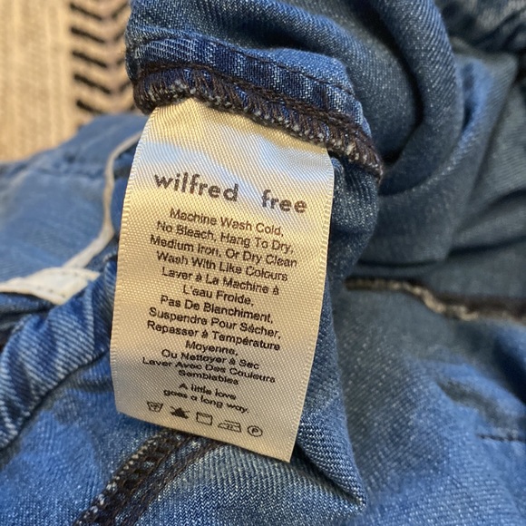 Aritzia Wilfred Free Beatriz Chambray Jean Shorts Overall Romper Size XS - Picture 14 of 15